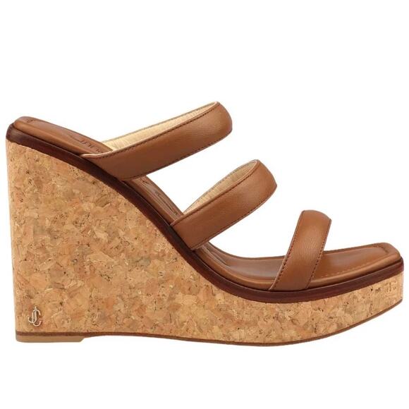 Jimmy Choo Shoes - Jimmy Choo Brown Leather Athenia Wedge Sandals 37.5